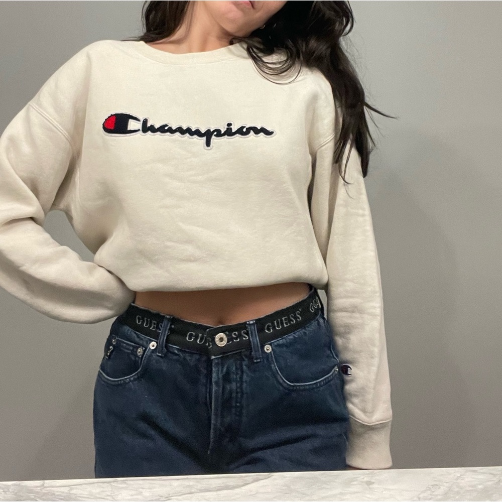Cream Champion Woman’s Crewneck Sweatshirt